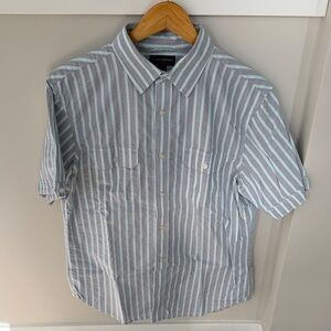 Banana Republic Blue and White Striped Casual Shirt